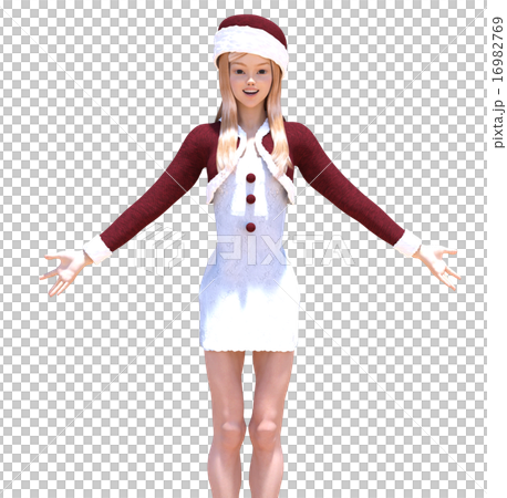 サンタ衣装の女の子 Perming 3dcg イラスト素材のイラスト素材