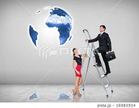 Businessman climbing a ladder Businessman climbing a ladder 16983934
