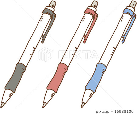 ボールペン各色のイラスト素材