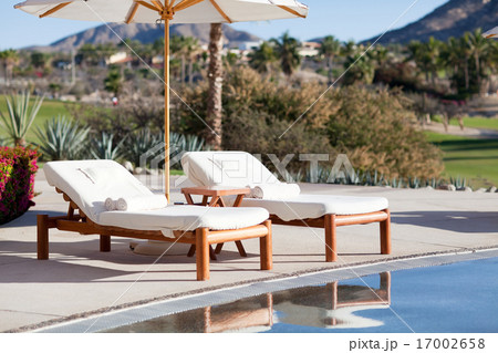 sunbeds by the pool 17002658