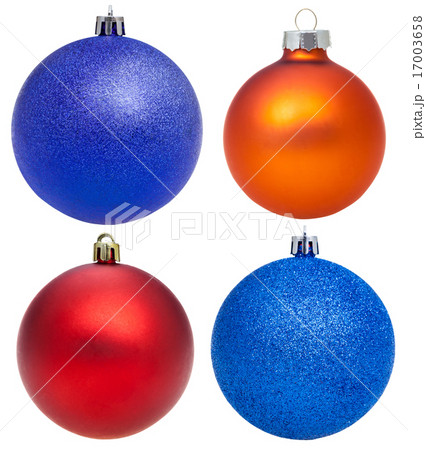 four glass xmas balls isolated on white background 17003658