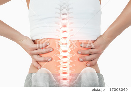 Highlighted spine of woman with back pain 17008049