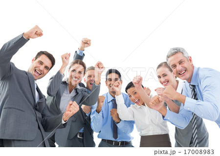 Business people cheering in office 17008983
