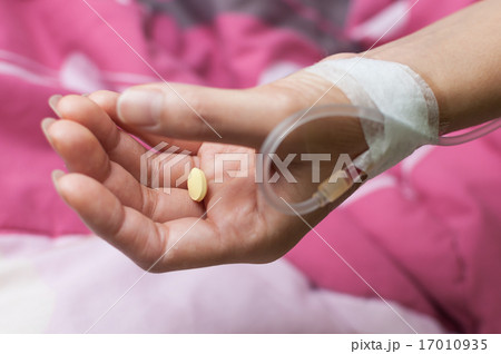Patient's series : yellow medicine in woman's hand 17010935