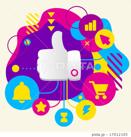 Thumb up on abstract colorful spots 17012105