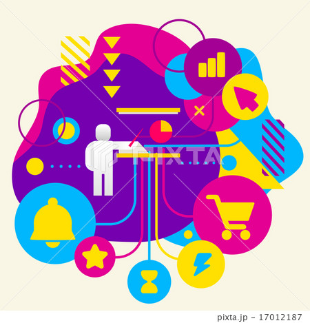 Human with a pointer on abstract colorful spots Human with a pointer on abstract colorful spots 17012187