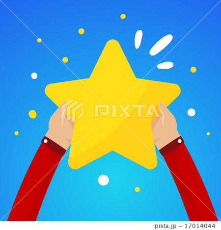 Two male hands holding a large yellow star Two male hands holding a large yellow star 17014044