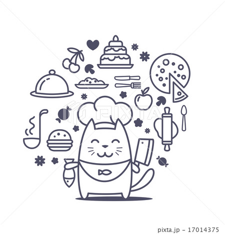 Professional cat character with objects Professional cat character with objects 17014375