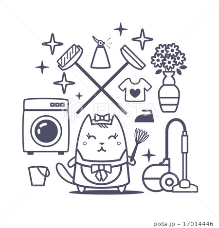 Professional cat character with objects 17014446