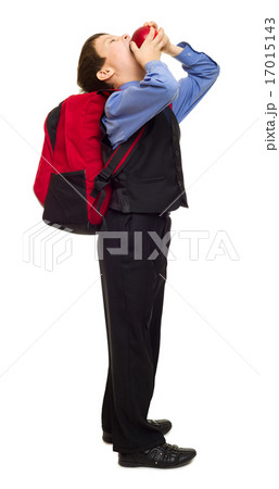 boy in suit with backpack boy in suit with backpack 17015143