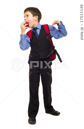 boy in suit with backpack 17015146