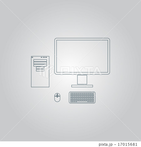 Computer case with monitor, keyboard and mouse, vector icon. Computer case with monitor, keyboard and mouse, vector icon. 17015681