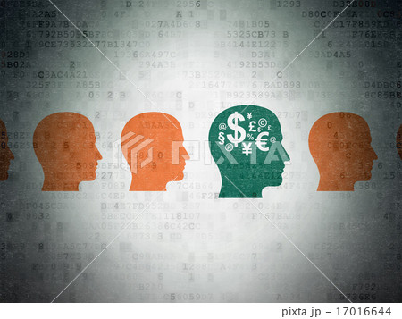 Business concept: head with finance symbol icon on Digital Paper 17016644