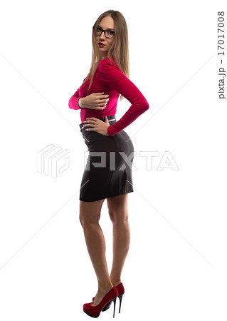Photo of beauty slim woman in red shirt Photo of beauty slim woman in red shirt 17017008