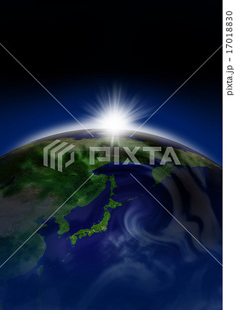 地球と太陽光のイラスト素材