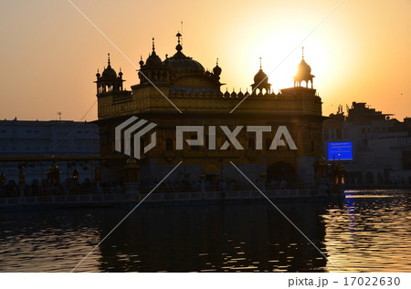 インド　アムリトサル　朝日と黄金寺院 17022630