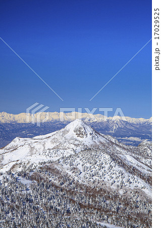 冬の志賀高原 横手山から望む笠岳と北アルプス 冬の志賀高原 横手山から望む笠岳と北アルプス 17029525