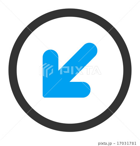 Arrow Down Left flat blue and gray colors rounded raster icon 17031781