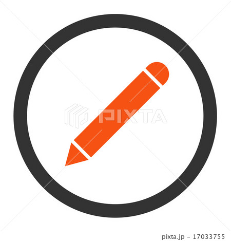 Pencil flat orange and gray colors rounded raster icon 17033755