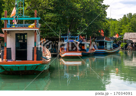 local fishing boats on Klong on Koh Chang Thailand local fishing boats on Klong on Koh Chang Thailand 17034091