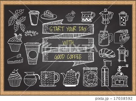 hand drawn coffee on chalkboard 17038592