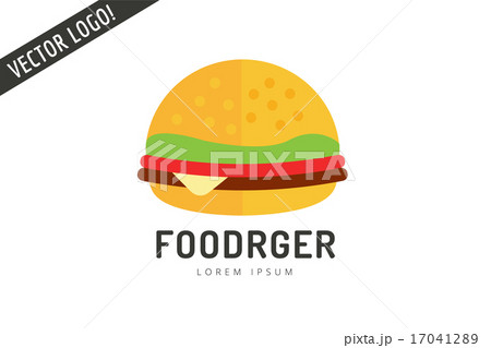 Hamburger logo icon isolated on white. Fast food restaurant object. Hamburger logo. Cheese, tomato 17041289