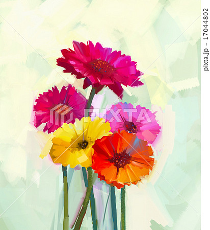 Oil painting yellow and red gerbera flower 17044802