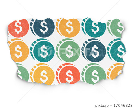 Money concept: Dollar Coin icons on Torn Paper background 17046828