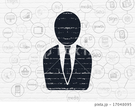 Marketing concept: Business Man on wall background Marketing concept: Business Man on wall background 17048095