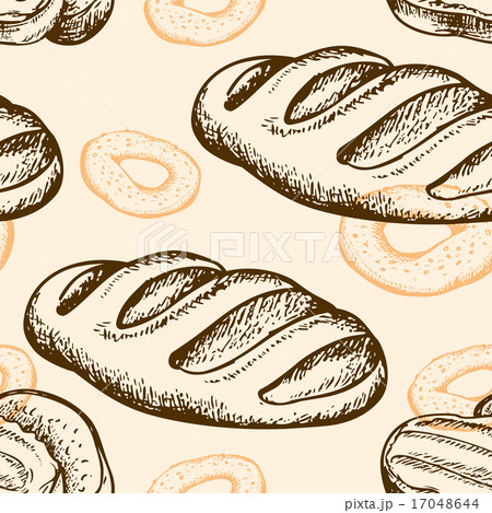 Seamless pattern with bagel and baguette 17048644