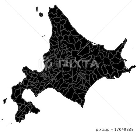 イラスト: 北海道地図（黒色） 17049838