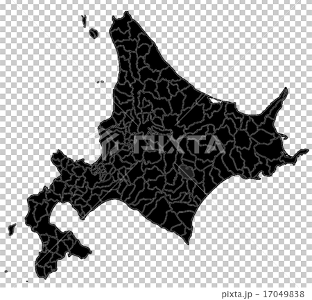 イラスト: 北海道地図（黒色） 17049838