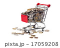 Shopping cart with rubles isolated on white 17059208