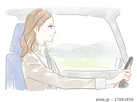 車を運転する女性のイラスト素材