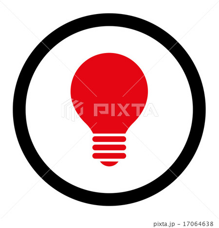 Electric Bulb flat intensive red and black colors rounded vector icon 17064638