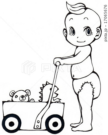 赤ちゃんと手押し車のイラスト素材 17065676 Pixta