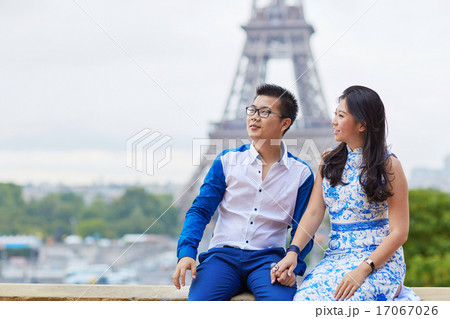 Young romantic Asian couple in Paris, France 17067026