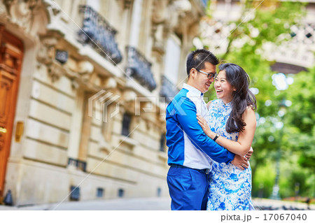 Young romantic Asian couple in Paris, France 17067040