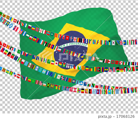 白地とブラジル国旗と世界国旗 17068126