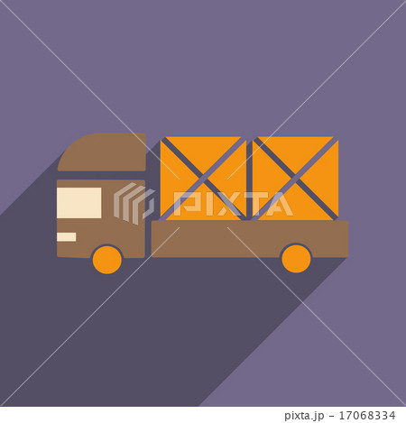 Flat with shadow icon and mobile application delivery truck 17068334