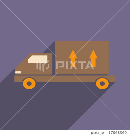 Flat with shadow icon and mobile application delivery truck 17068360