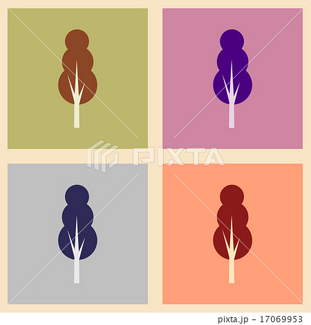 Flat with shadow concept and mobile application trees deciduous Flat with shadow concept and mobile application trees deciduous 17069953