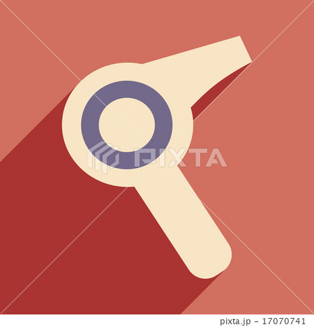 Flat with shadow icon and mobile application hairdryer 17070741