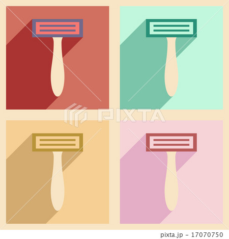 Flat with shadow concept and mobile application women razor 17070750