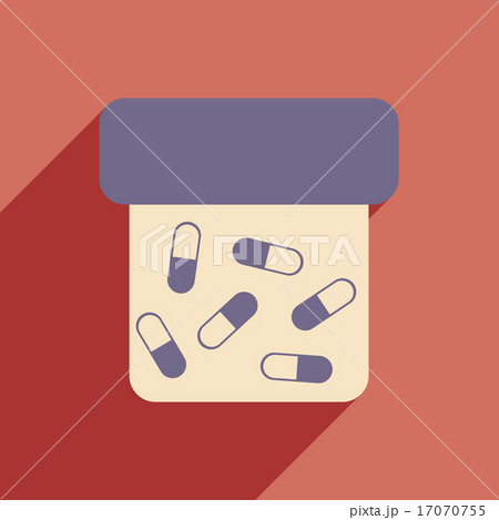 Flat with shadow icon and mobile application bottle of pills 17070755