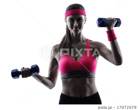 woman fitness weights training exercises silhouette woman fitness weights training exercises silhouette 17072079