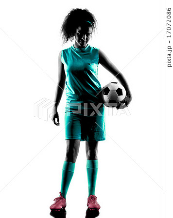 teenager girl child  soccer player isolated silhouette 17072086
