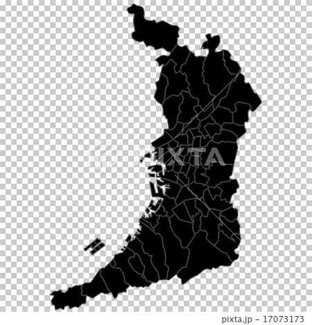 Illustration: Osaka map (black) 17073173