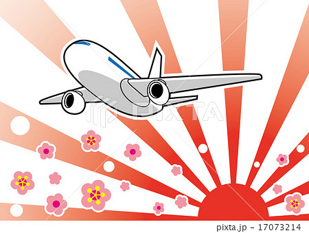 新年 楽しい飛行機の旅のイラスト素材