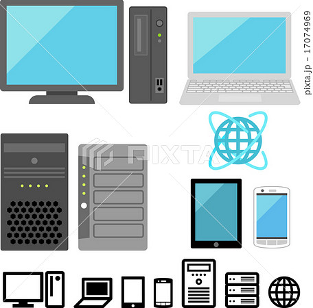 パソコン モバイル サーバー ネットワークの素材のイラスト素材